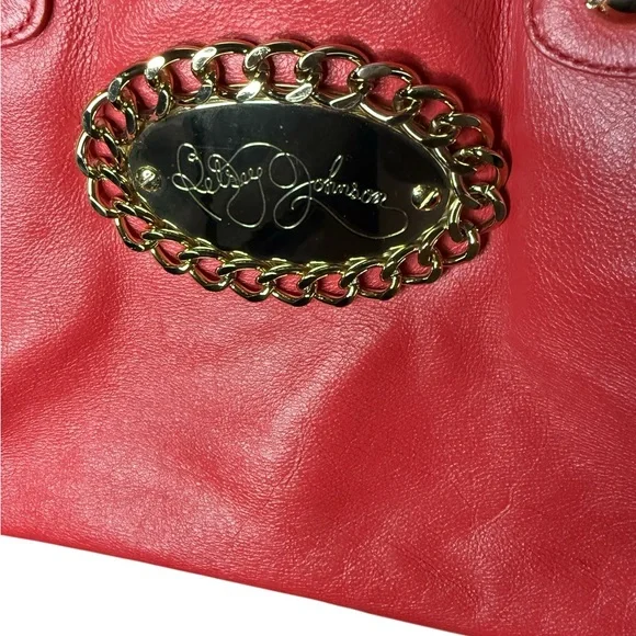 VTG Y2K Betsey Johnson Studded Tooled Red Leather Sachet Handbag Hobo Purse - Picture 4 of 9